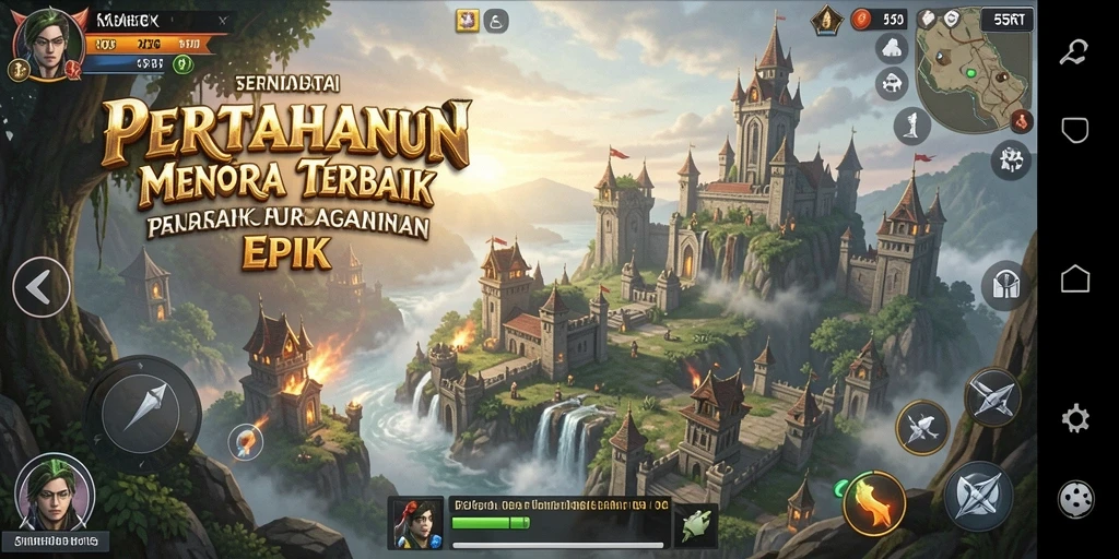 Tampilan gameplay menara pertahanan yang mendebarkan di 55RT.