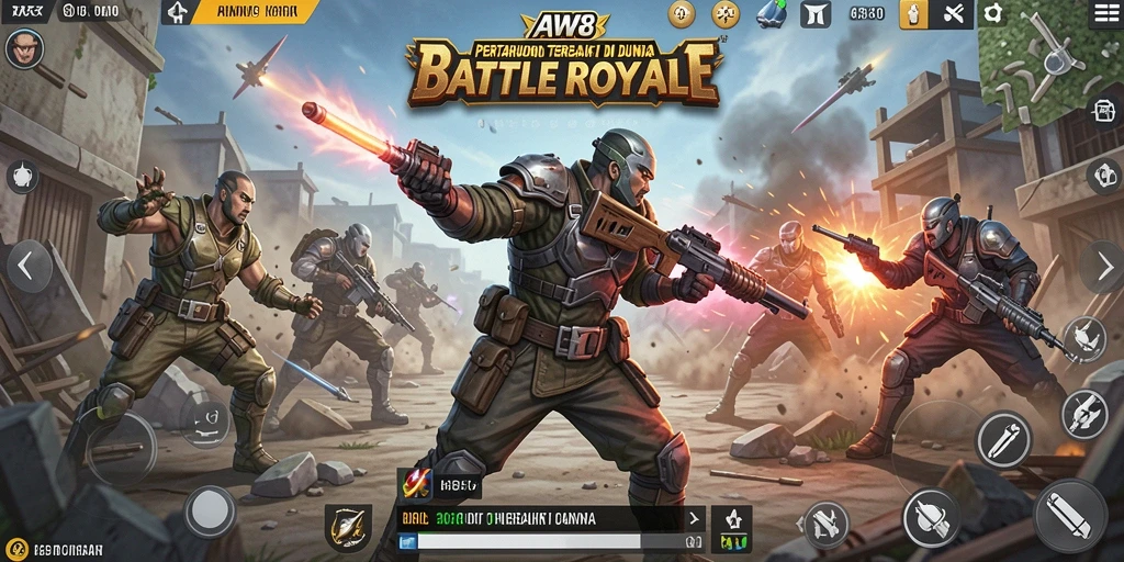 Gameplay mendebarkan AW8 di arena Battle Royale.
