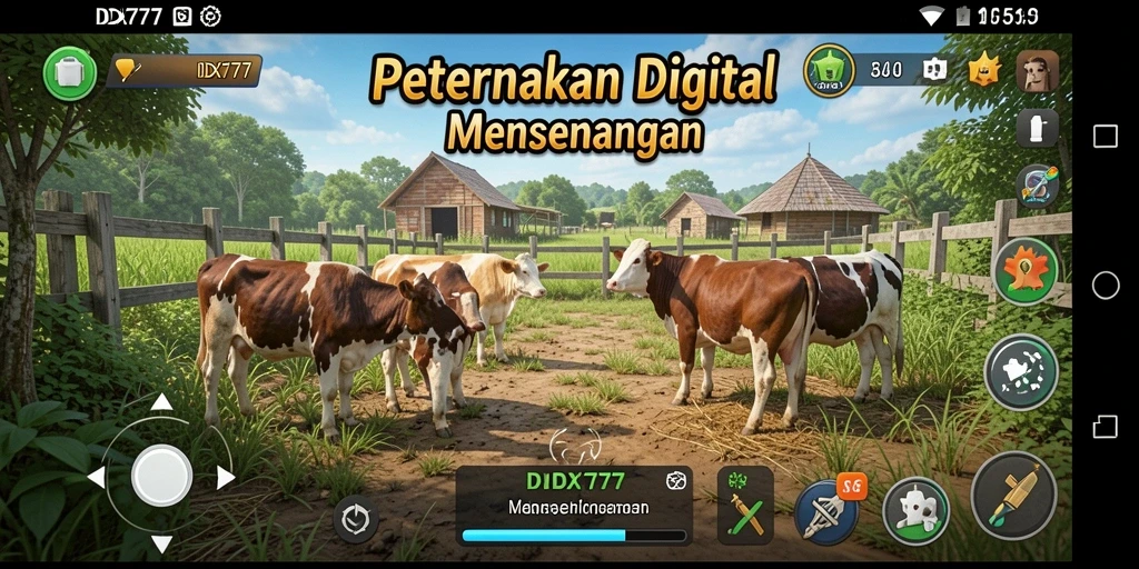 Menampilkan gameplay seru saat bertani dan merawat hewan di IDX777.