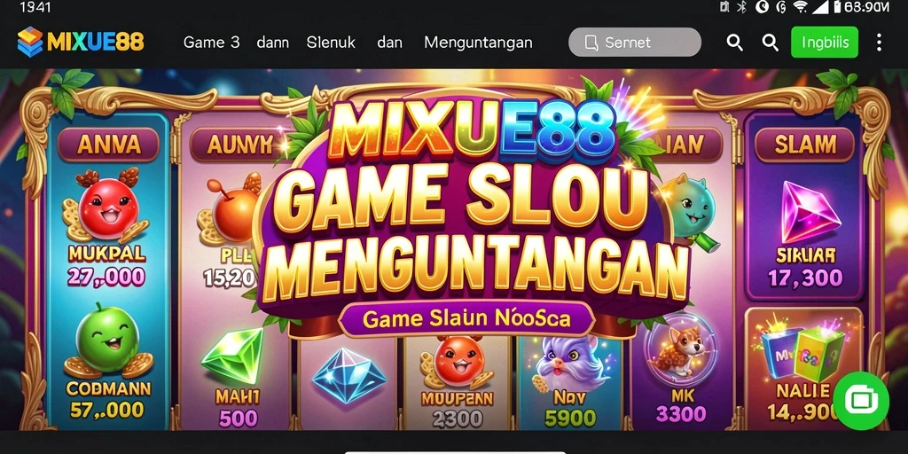 Tampilan gameplay MIXUE88 yang penuh warna dan animasi slot.