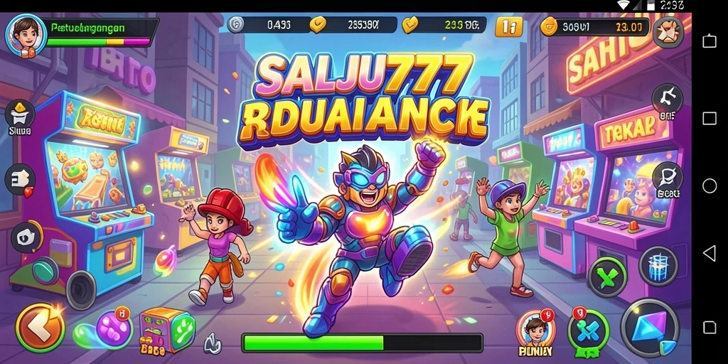 Tampilan gameplay SALJU777 yang penuh aksi dan warna-warni menarik.