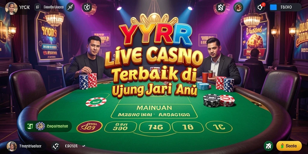 Screenshot menunjukkan dealer profesional dalam permainan Live Casino yang penuh aksi.